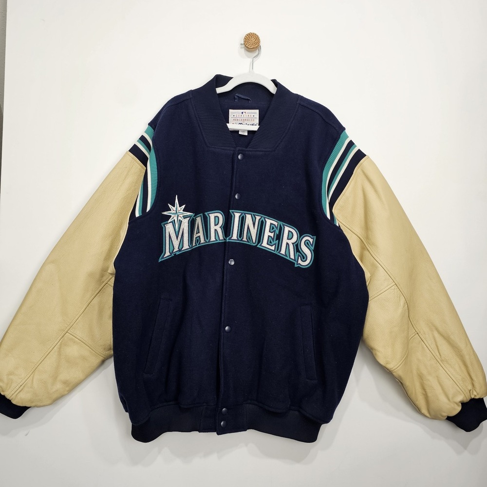 Vintage Seattle Mariners Starter Jacket 90s Signed by A-Rod & Charles Gibson XXL
